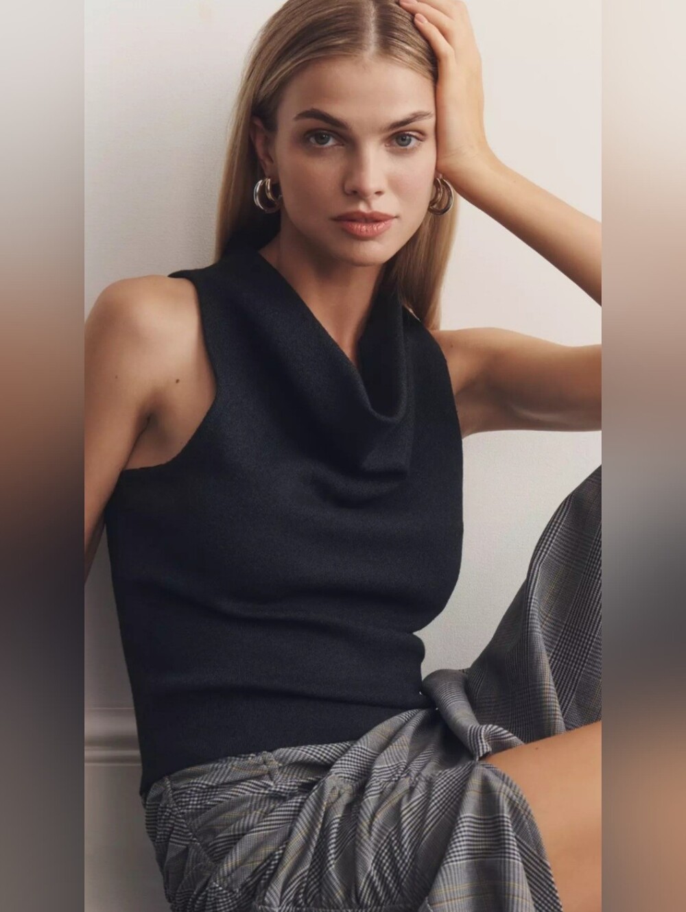 Anthropologie Cowl Neck Knit Tank Top